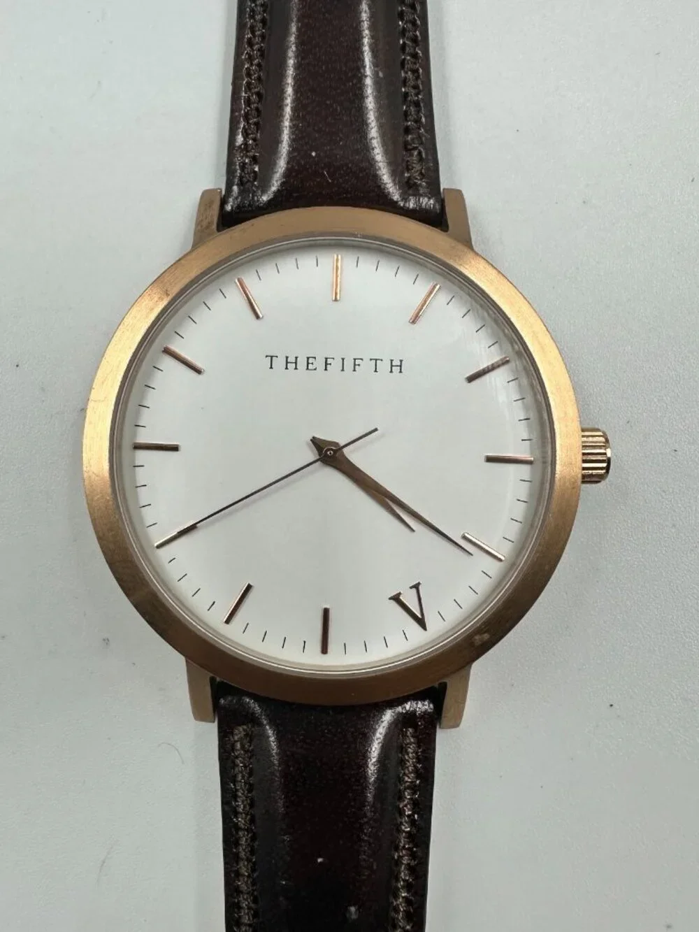The Fifth Watch Women Rose Gold Tone Brown Band 42MM Dial New Battery 9
